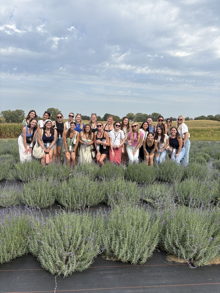 students in lavender field 
