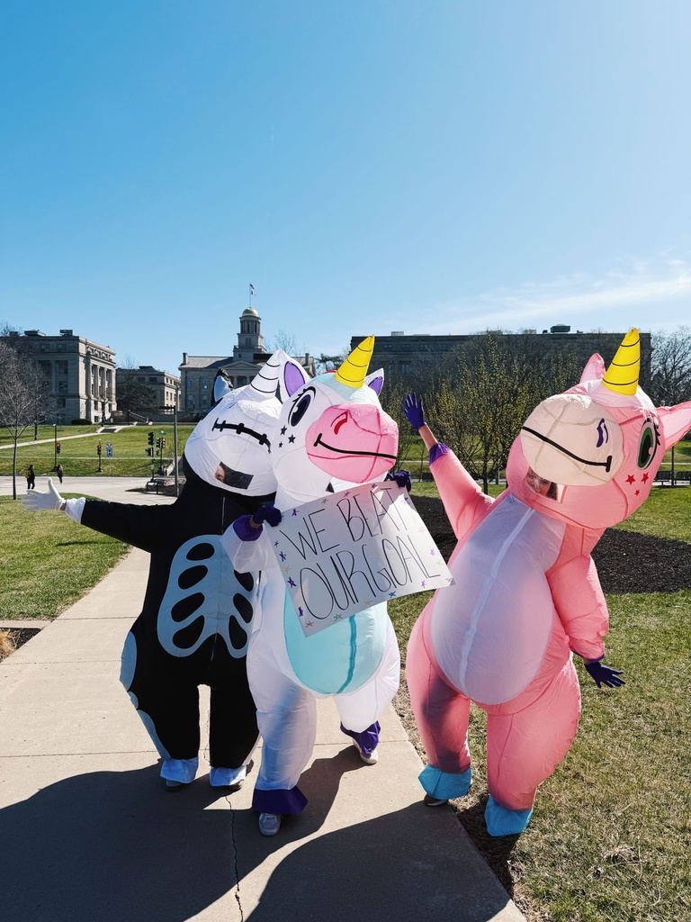 Heather, Susan, Tracy dressed as Unicorns 