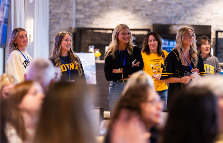 Students at Shave to Save during a candid photo